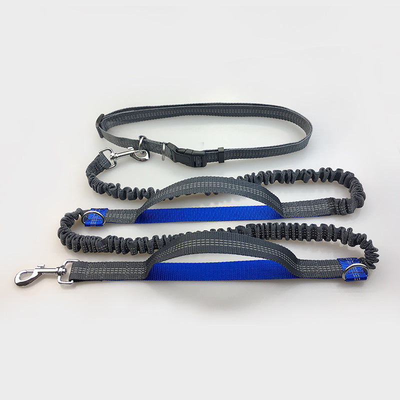 Reflective Double Elastic Dog Leash For Running With Multi-function Features