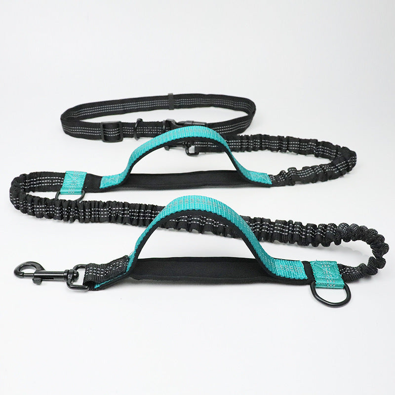 Reflective Double Elastic Dog Leash For Running With Multi-function Features