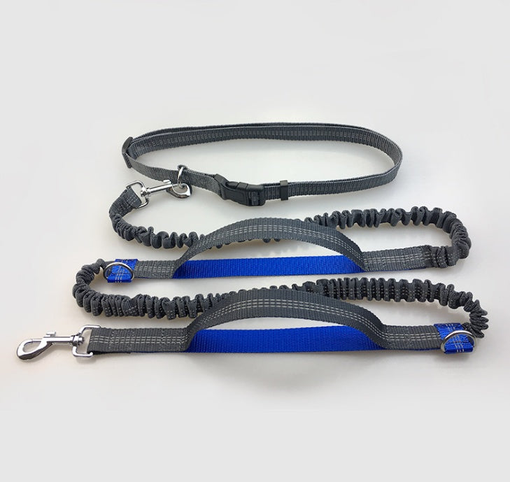 Reflective Double Elastic Dog Leash For Running With Multi-function Features