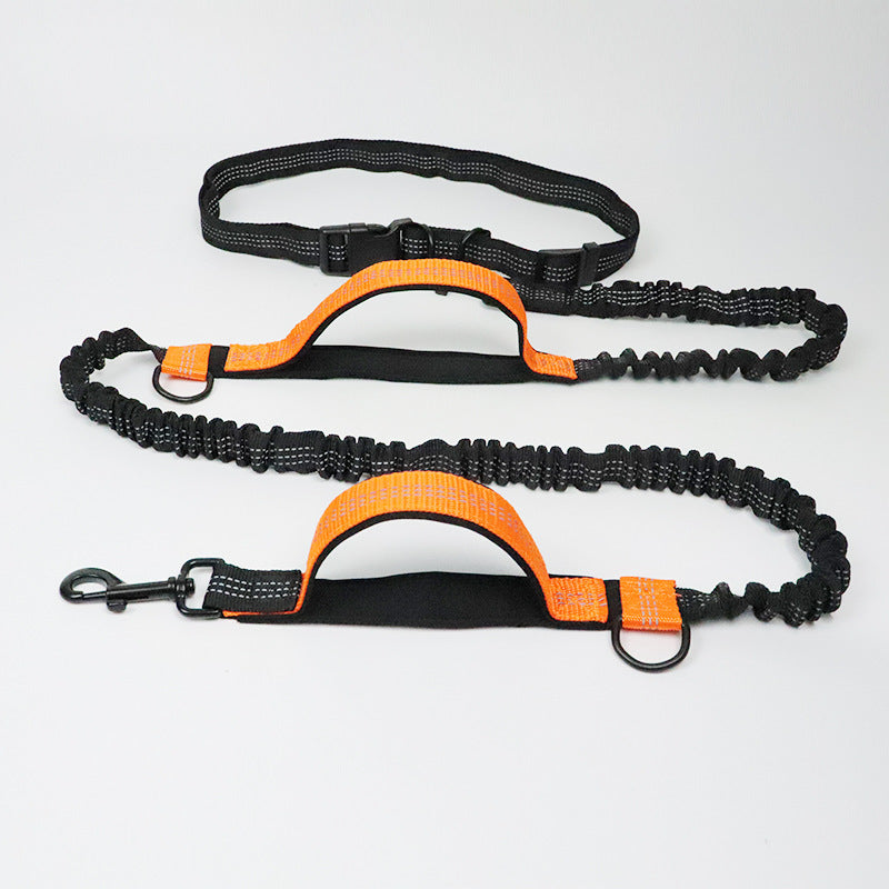 Reflective Double Elastic Dog Leash For Running With Multi-function Features