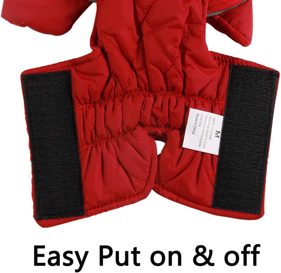 Reversible Dog Coats for Medium Dogs Waterproof Warm Puppy Jacket for Cold Winter,Red M