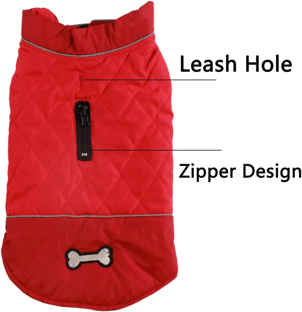 Reversible Dog Coats for Medium Dogs Waterproof Warm Puppy Jacket for Cold Winter,Red M