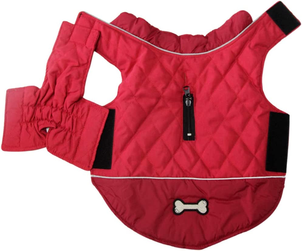 Reversible Dog Coats for Medium Dogs Waterproof Warm Puppy Jacket for Cold Winter,Red M