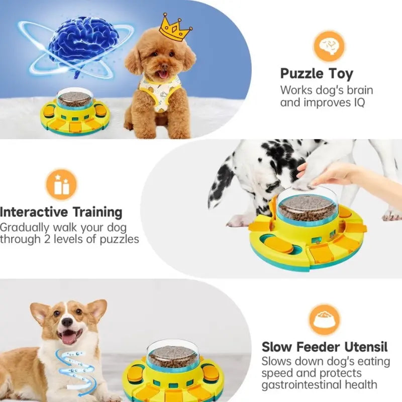 Dog Puzzle Toy 2 Levels, Slow Feeder, Dog Food Treat Feeding Toys for IQ Training, Dog Entertainment Toys for All Breeds 4.2 Inch Height