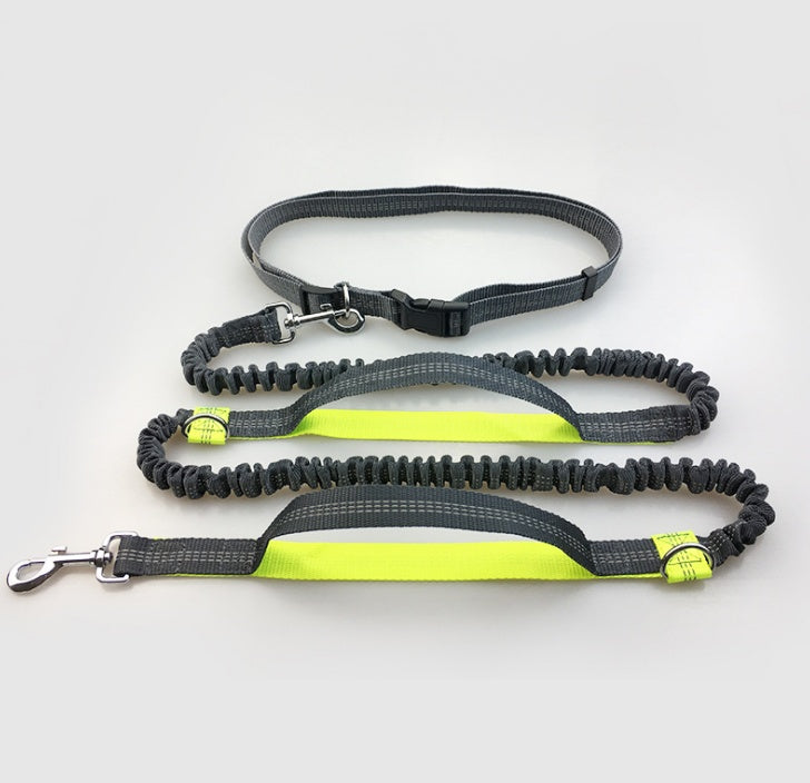 Reflective Double Elastic Dog Leash For Running With Multi-function Features