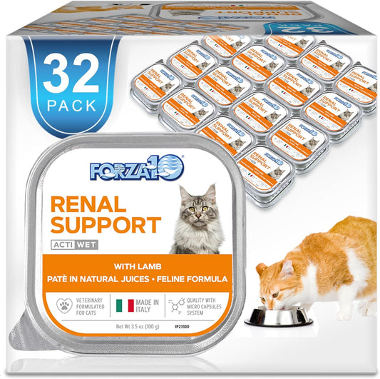 Wet Renal Cat Food, Kidney Care Cat Food with Lamb, 3.5 Ounce Can Kidney Support for Cats Wet Food and Renal Health Canned Cat Food, 32 Pack Wet Cat Food