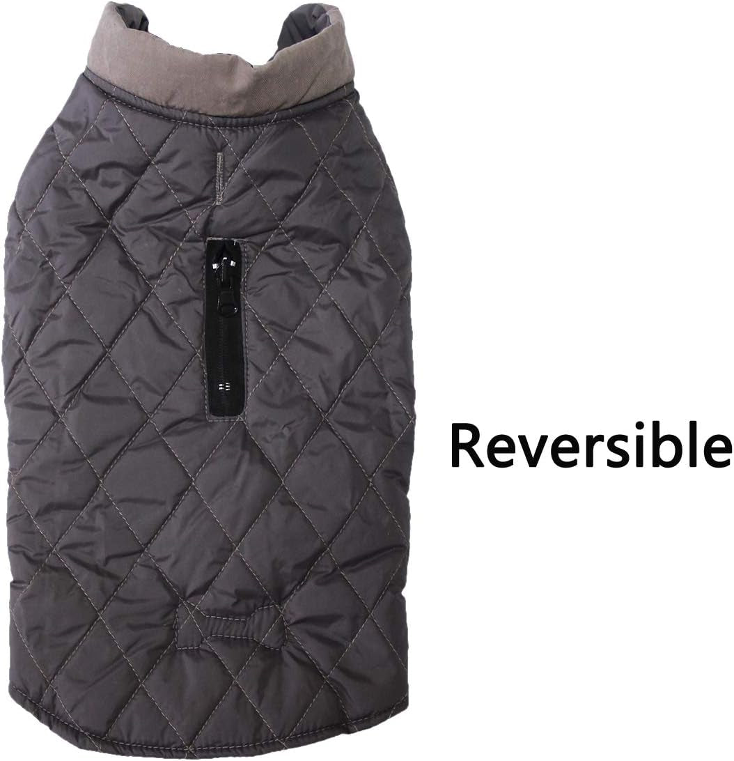 Reversible Dog Coats for Small Dogs Waterproof Warm Puppy Jacket for Cold Winter,Grey S