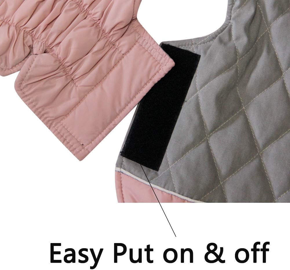 Reversible Dog Coats for Small Dogs Waterproof Warm Puppy Jacket for Cold Winter,Pink and Grey XS