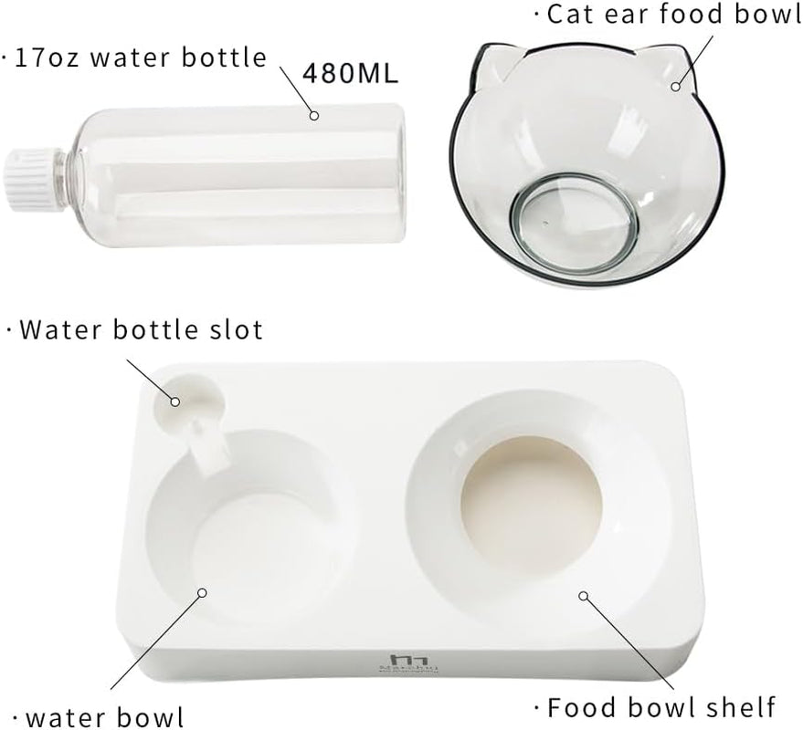 Tilted Cat Bowl Set for Food and Water, Food Feeding Raised Dishes for Puppies