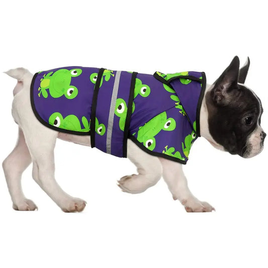 HDE Frogs Pet Raincoat with Hood - Waterproof Reflective Adjustable Strap for Dogs