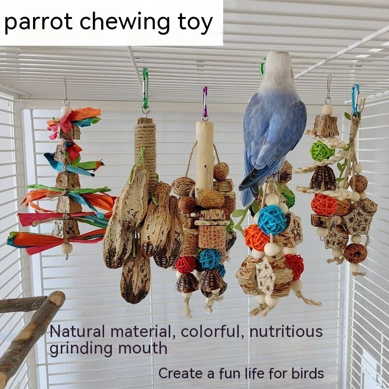 Parrot toys and stand.