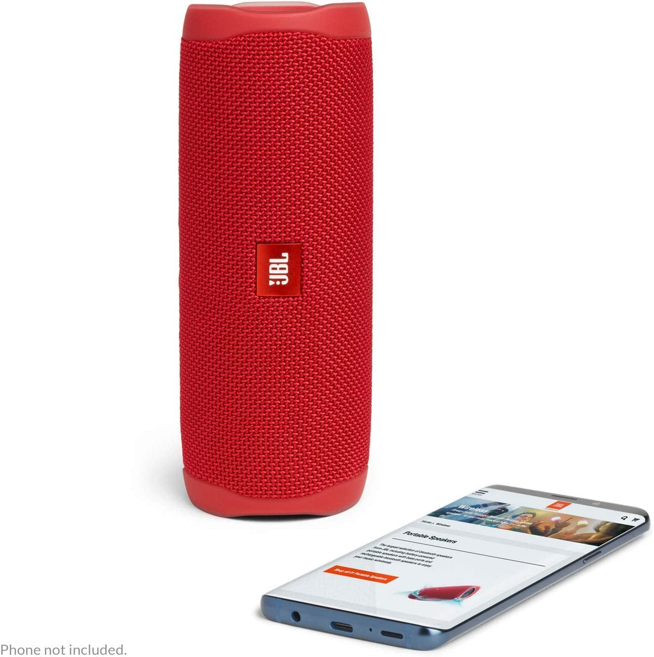 Flip 5: Portable Wireless Bluetooth Speaker, IPX7 Waterproof - Red