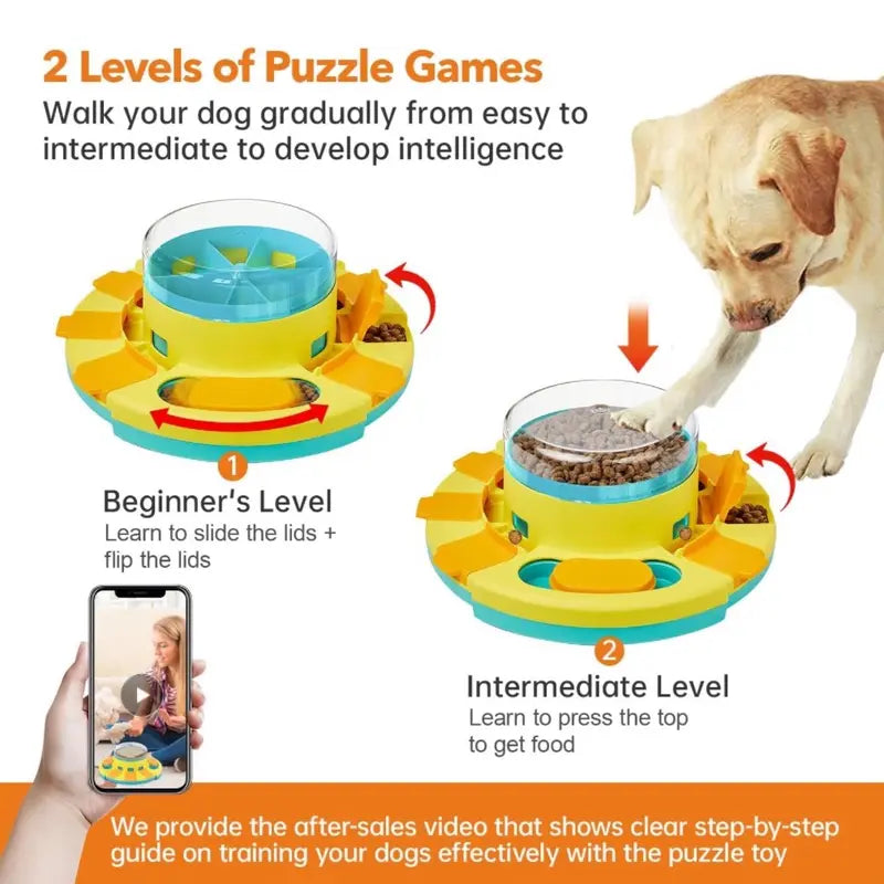 Dog Puzzle Toy 2 Levels, Slow Feeder, Dog Food Treat Feeding Toys for IQ Training, Dog Entertainment Toys for All Breeds 4.2 Inch Height